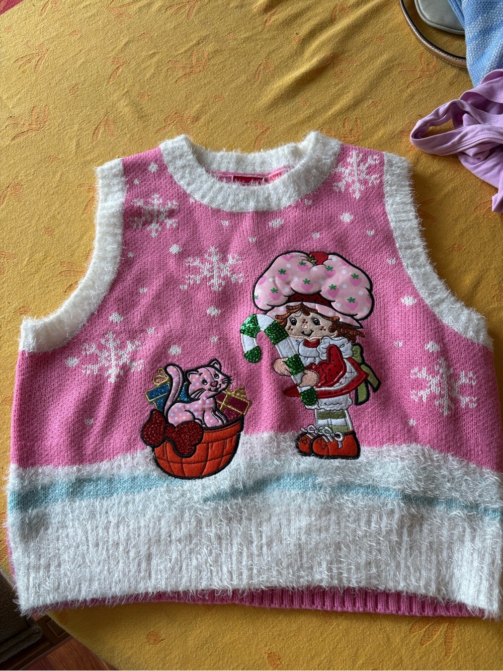 Pink Fuzzy Holiday Knit Vest for Kids